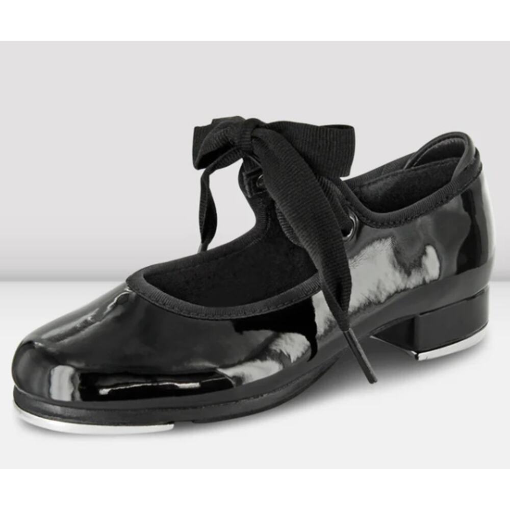 Bloch Childrens Annie Tyette Tap Shoes Patent Black Size 8.5 Little Kid